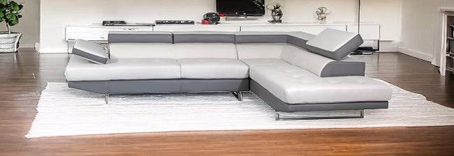 White Leather L Shaped Two Piece Corner Sectional