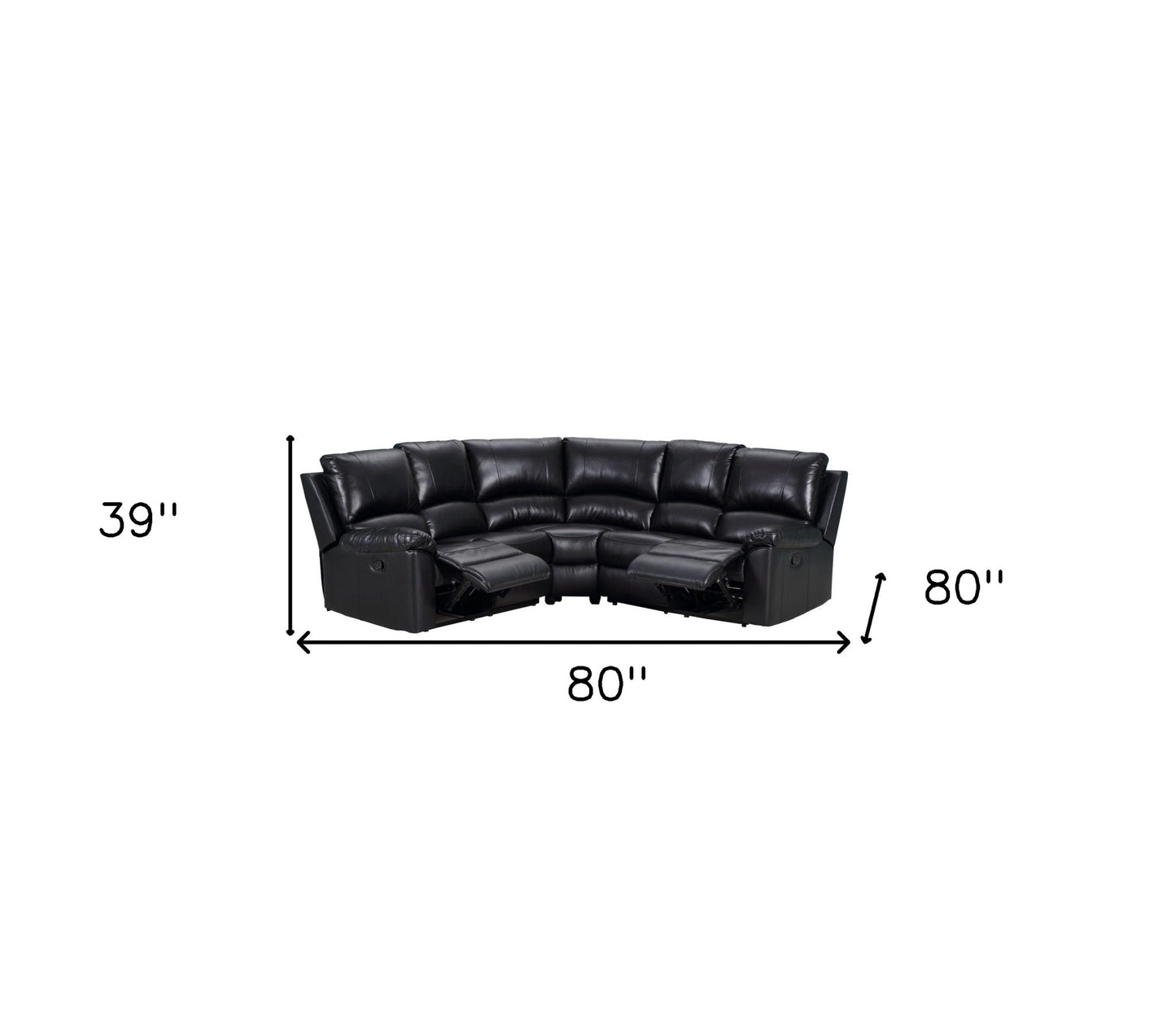 Black Polyester Blend Power Reclining U Shaped Three Piece Corner Sectional