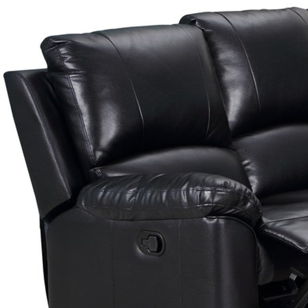 Black Polyester Blend Power Reclining U Shaped Three Piece Corner Sectional