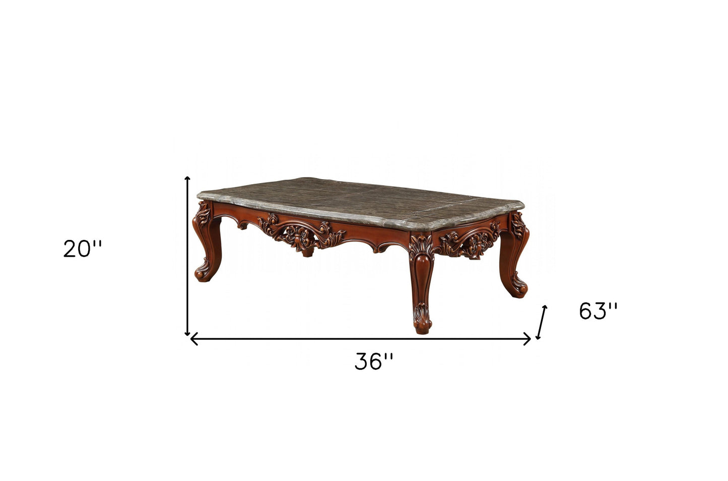 63" Marble Walnut Wood Coffee Table