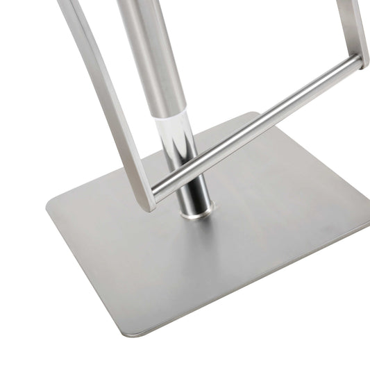 21" White And Silver Stainless Steel Bar Chair