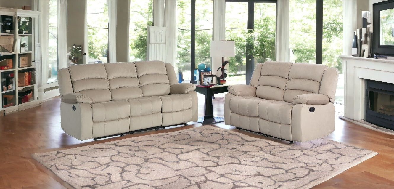 Two Piece Indoor Beige Microsuede Five Person Seating Set