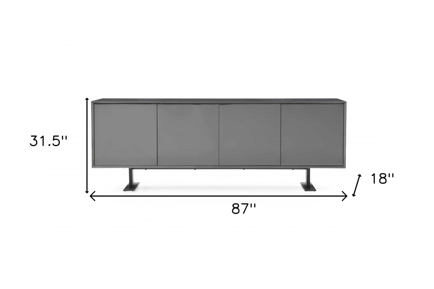 87 X 18 X 31.5 Gray Metal Buffet