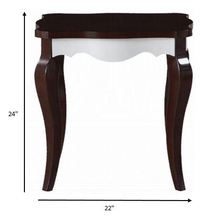 24" Dark Brown Solid Wood End Table