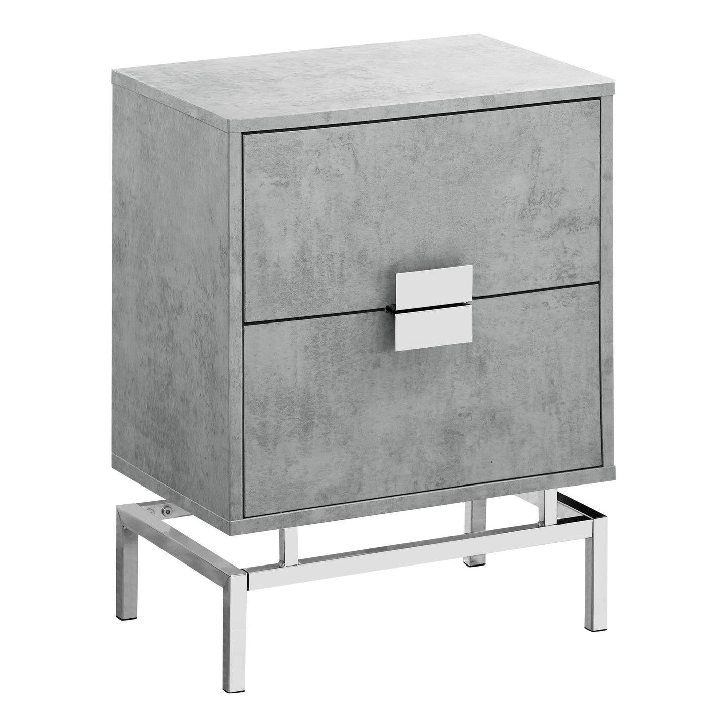 23.5" Grey Cement White Particle Board And Chrome Metal Accent Table