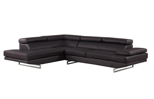 Black Leather L Shaped Two Piece Corner Sectional