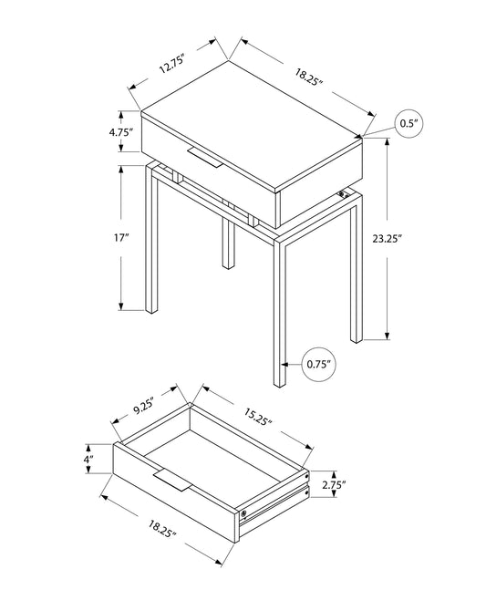 23" Gold And Beige End Table With Drawer