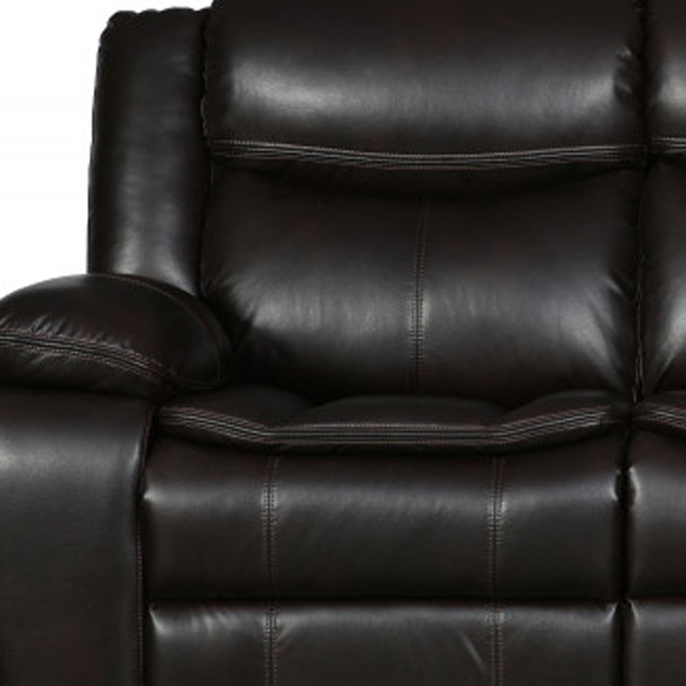 86" Brown And Black Italian Leather Sofa