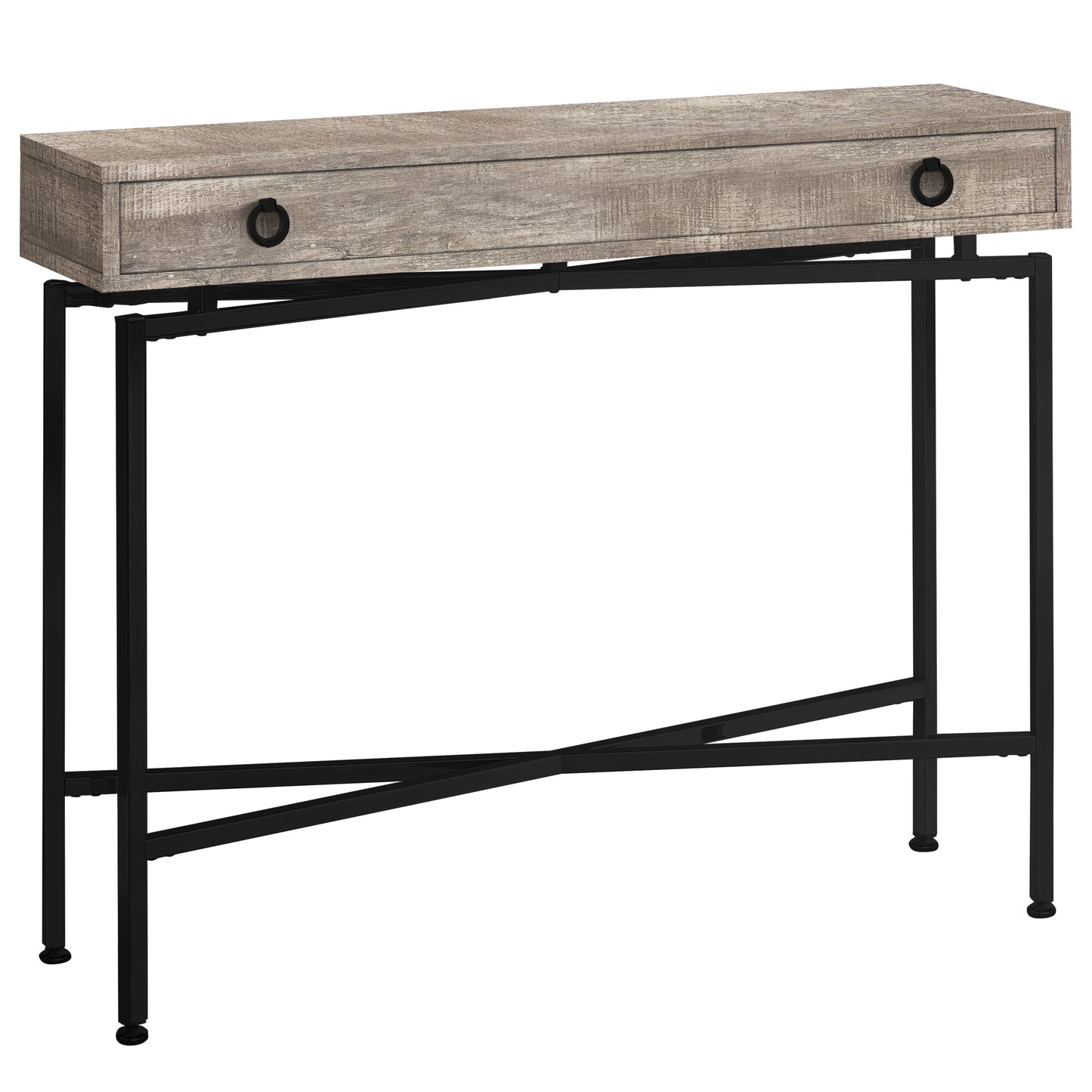 43" Taupe And Black Cross Leg Console Table