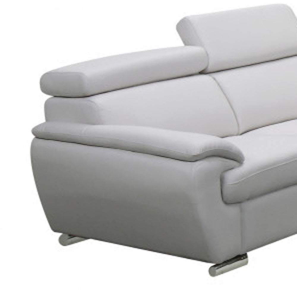 Two Piece Indoor White Genuine Leather Five Person Seating Set