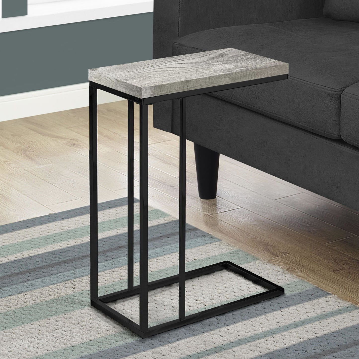 18.25" X 10.25" X 25.25" Greyblack Particle Board Metal  Accent Table