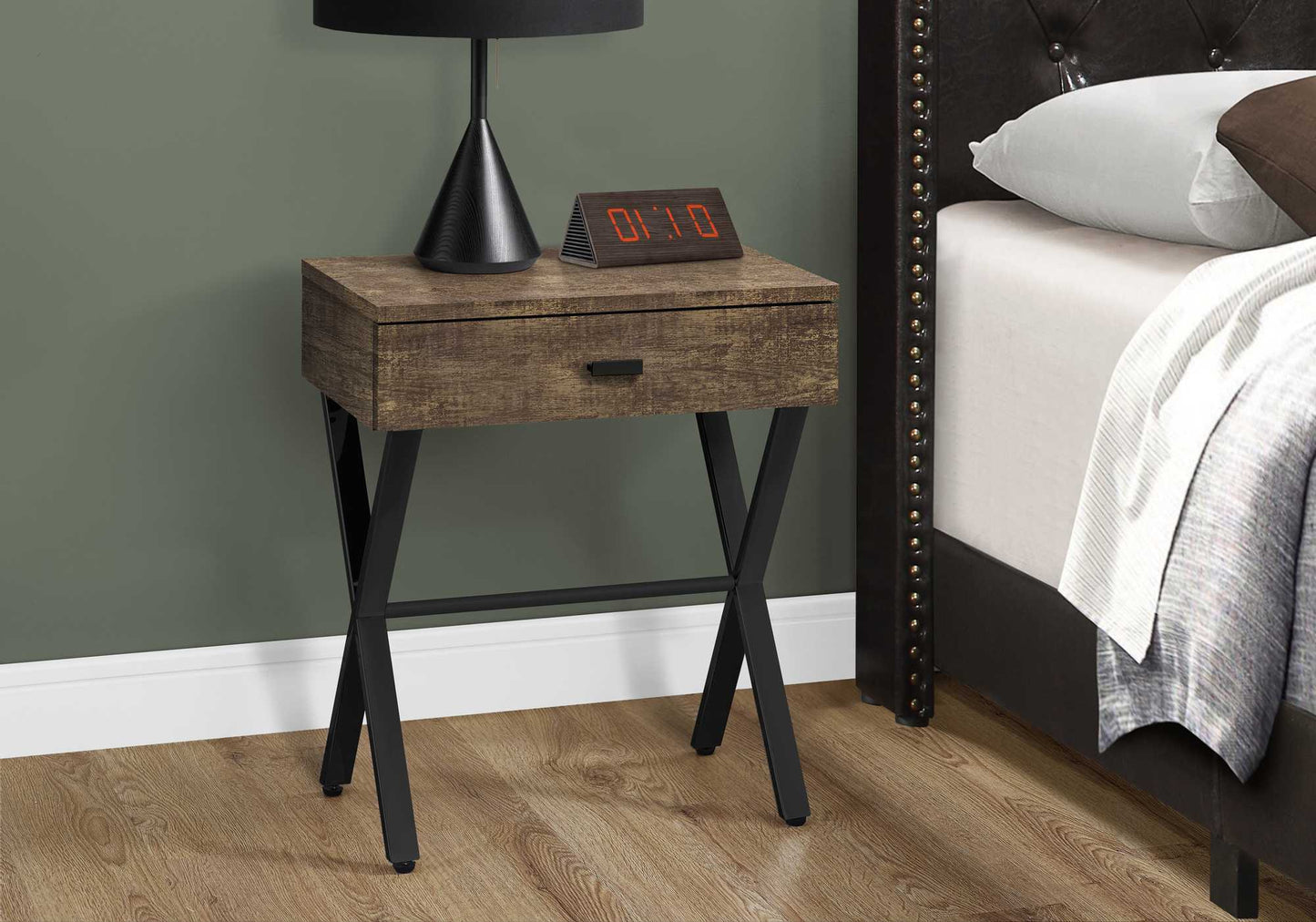 22" Black And Brown End Table With Drawer