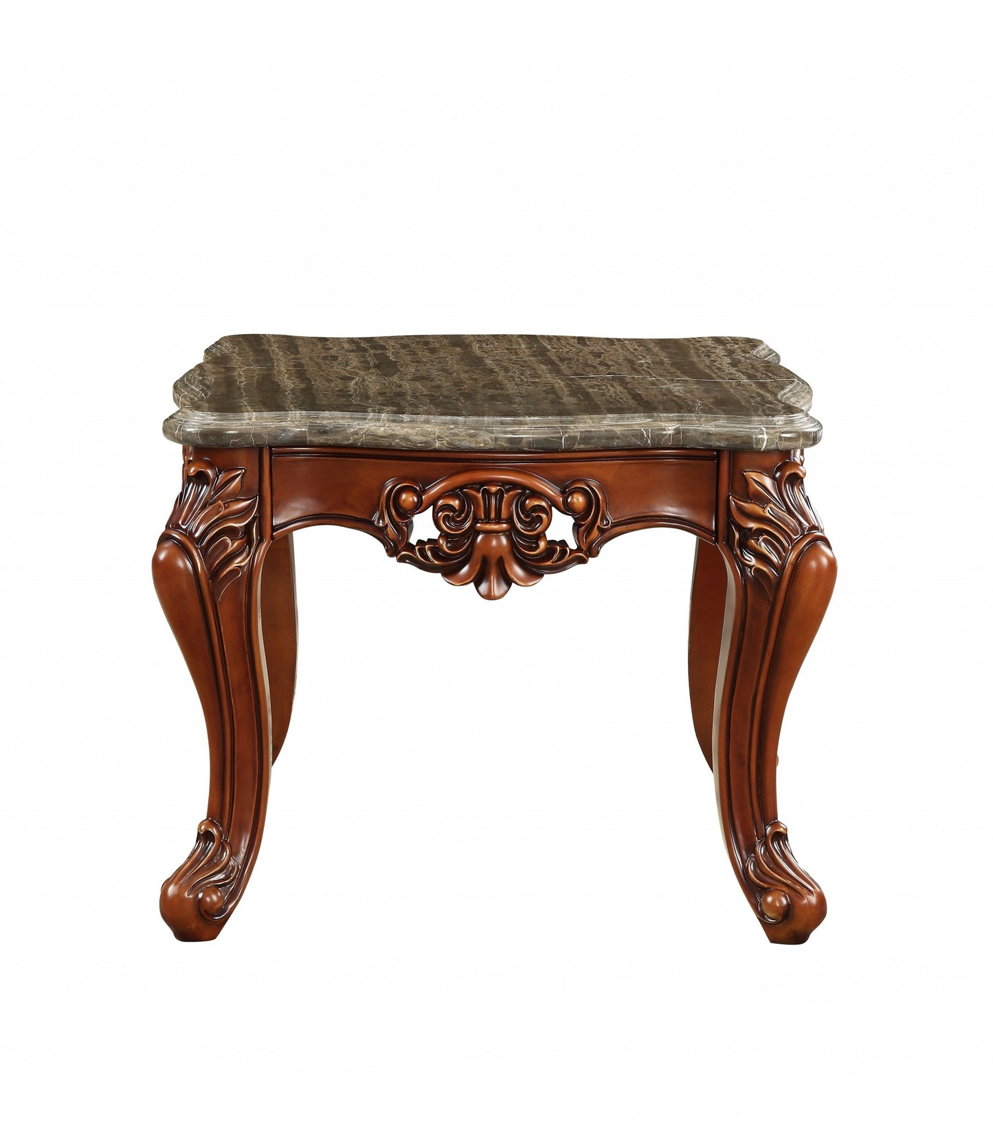 30" X 30" X 25" Marble Walnut Wood End Table