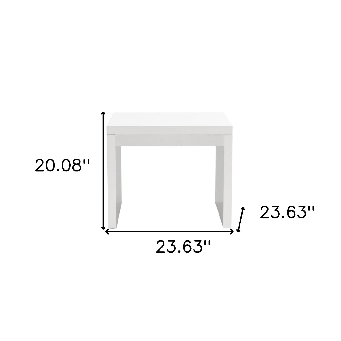 23.63" X 23.63" X 20.08" High Gloss White Lacquered Mdf Square Side Table