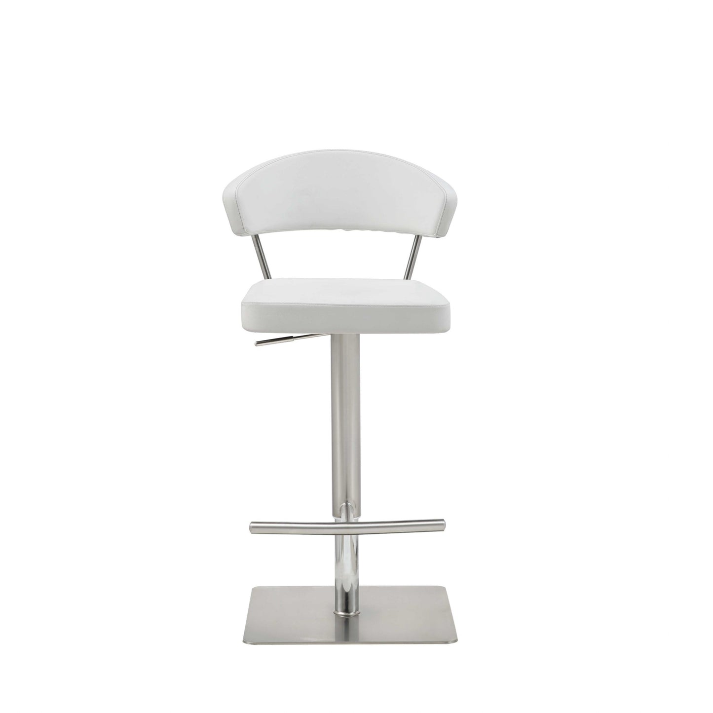 20" White And Silver Stainless Steel Bar Chair