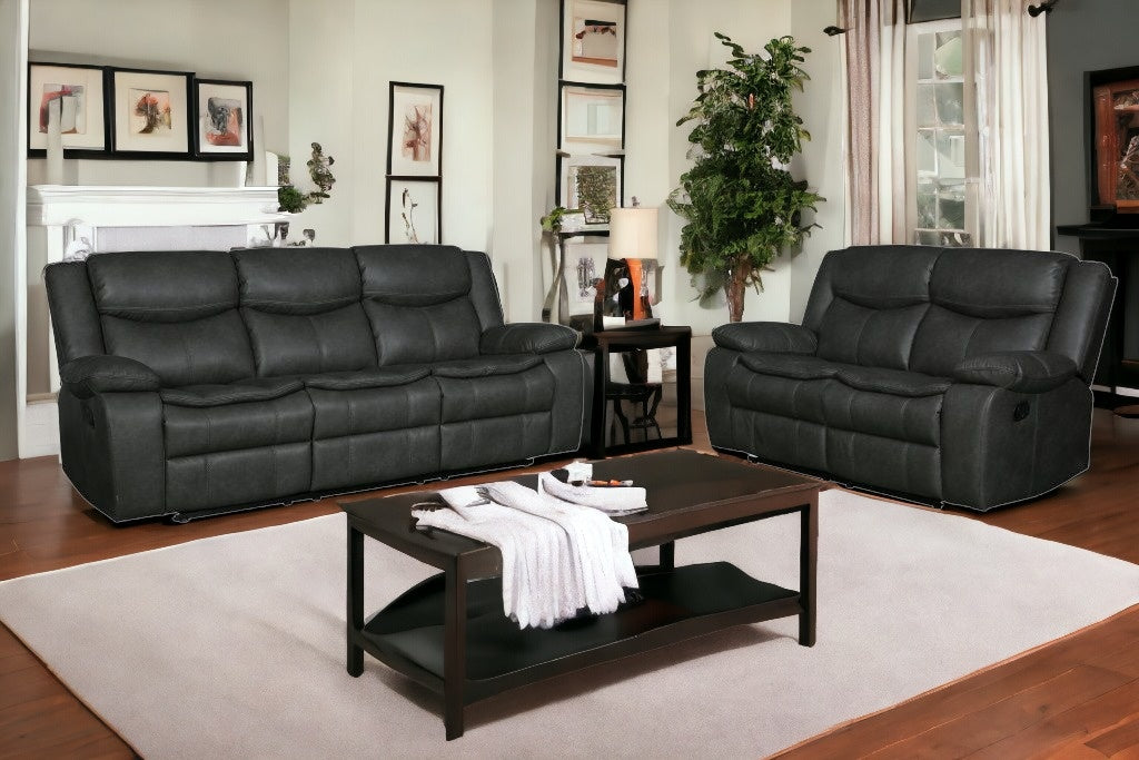 Two Piece Indoor Gray Microsuede Five Person Seating Set