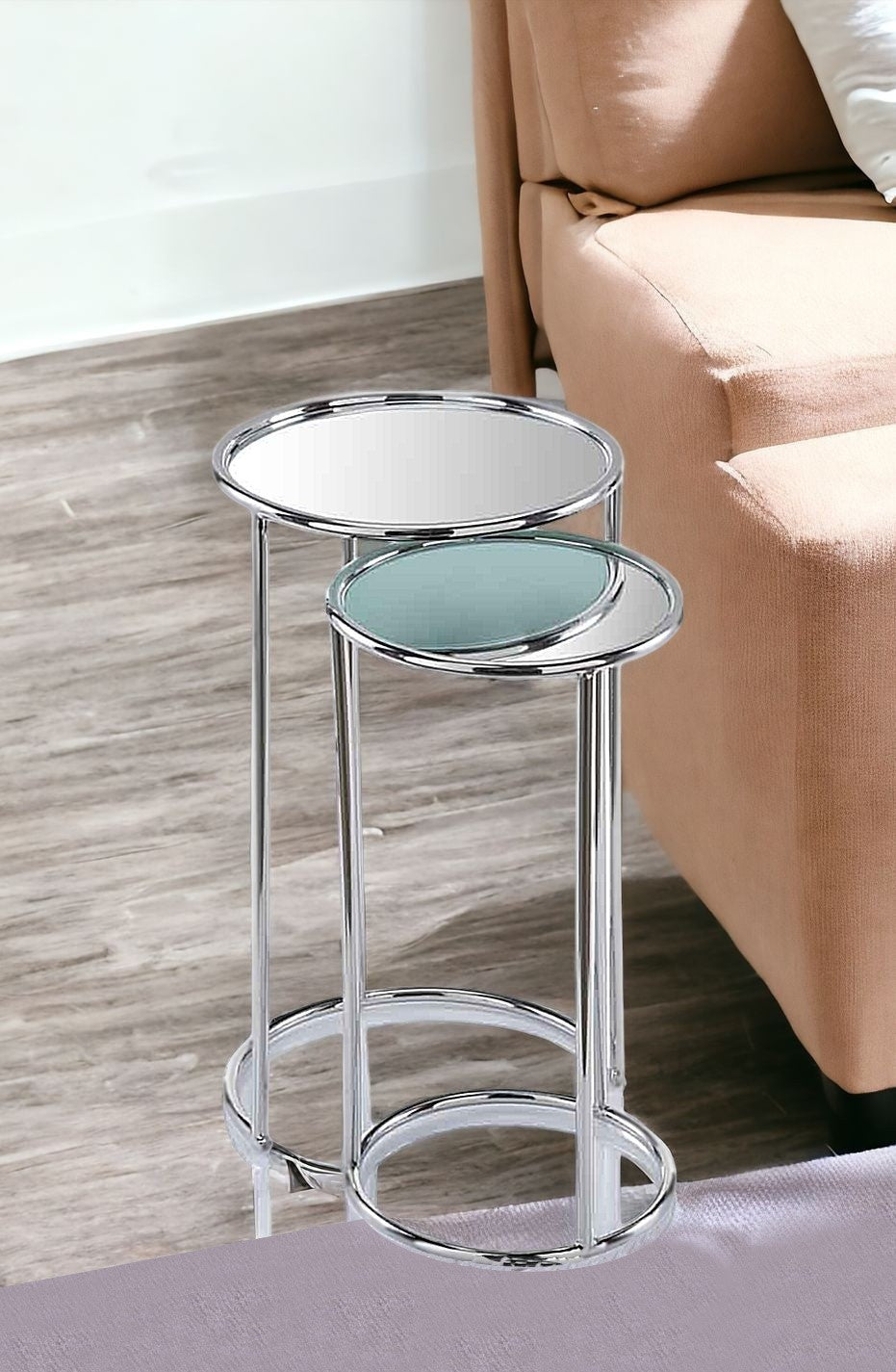 22" Silver Aluminum Round End Table