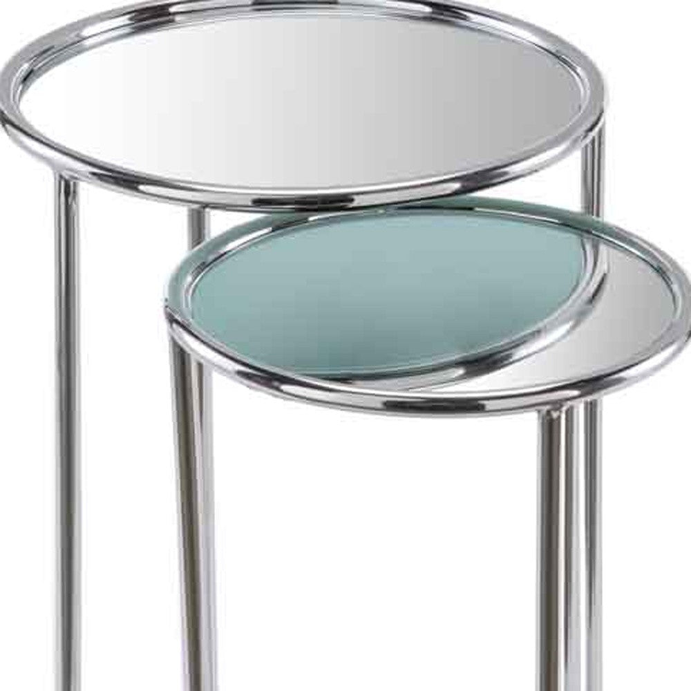 22" Silver Aluminum Round End Table