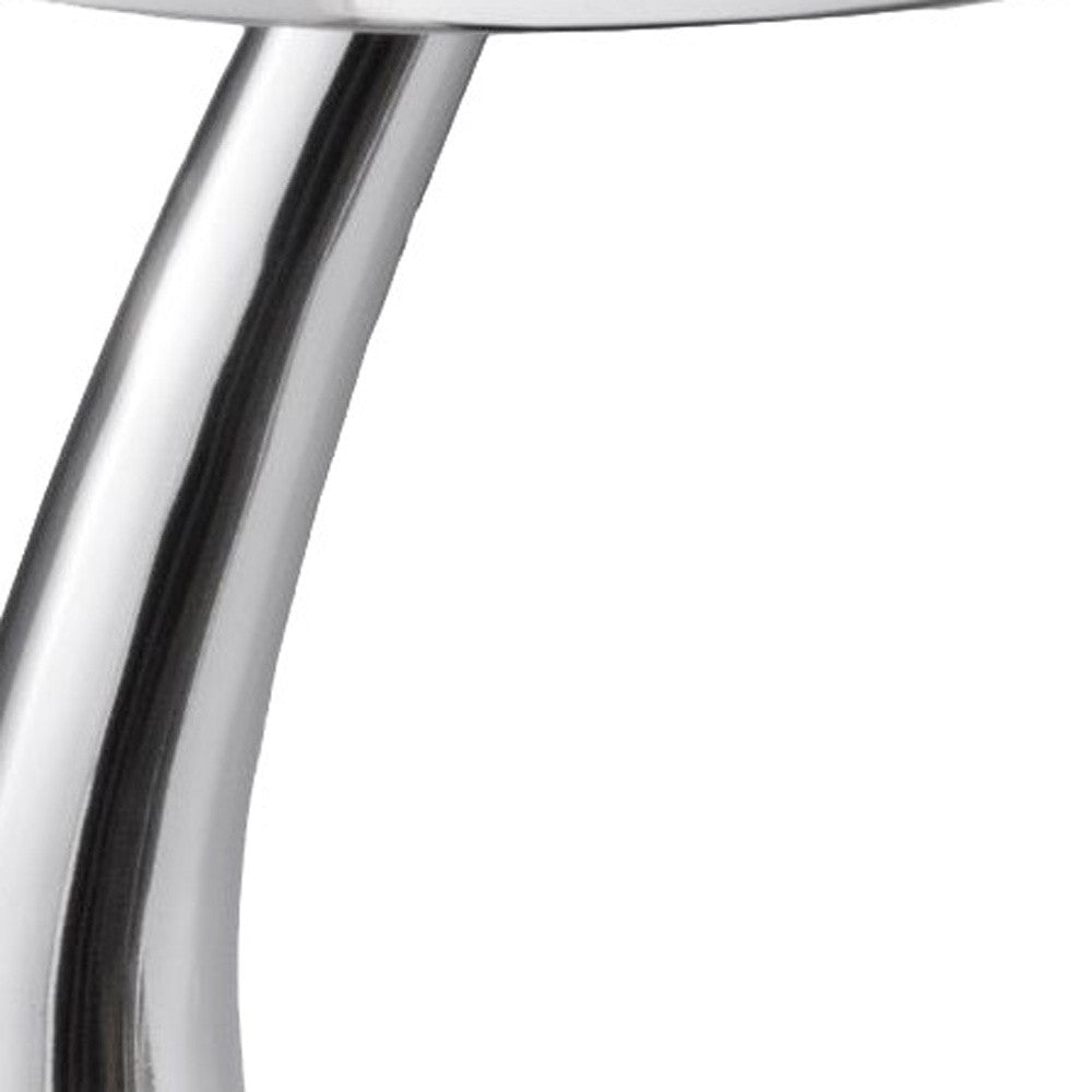 21" Silver Buffed Aluminum Curved Round End Table