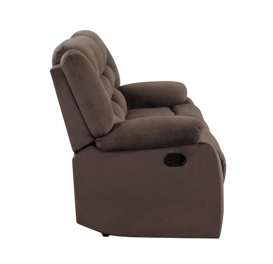 Two Piece Indoor Brown Microsuede Five Person Seating Set