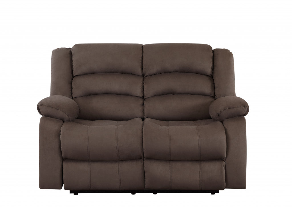 Two Piece Indoor Brown Microsuede Five Person Seating Set