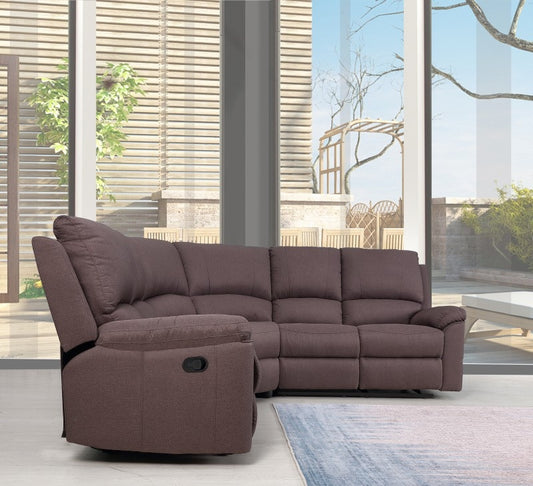 Brown Polyester Blend Reclining U Shaped Three Piece Corner Sectional