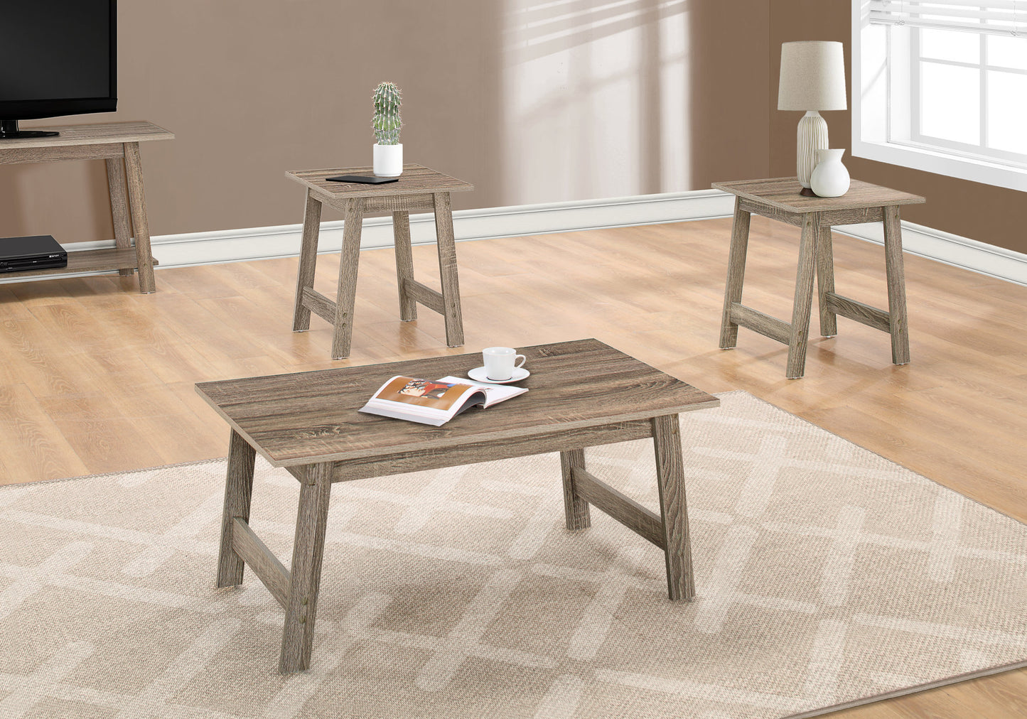 Dark Taupe Table Set - 3Pcs Set