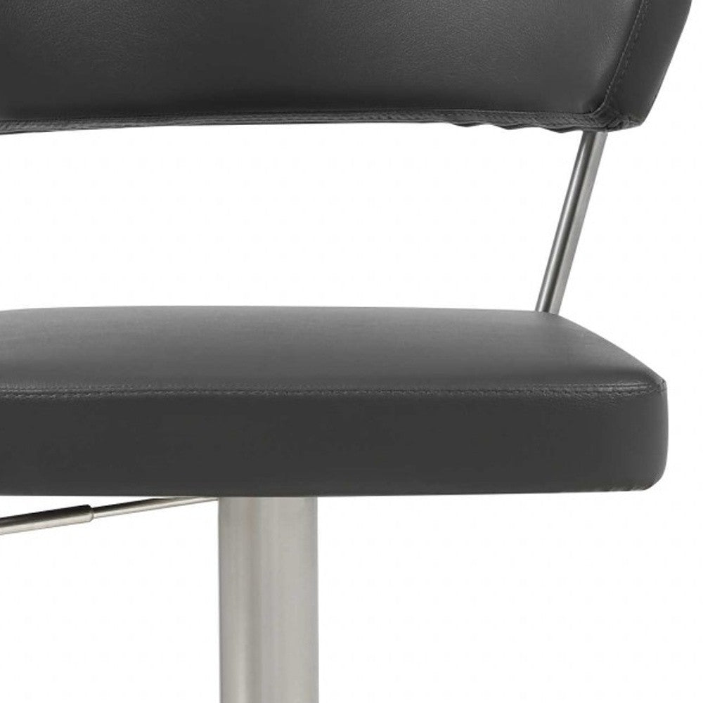 20" Black And Silver Stainless Steel Bar Chair