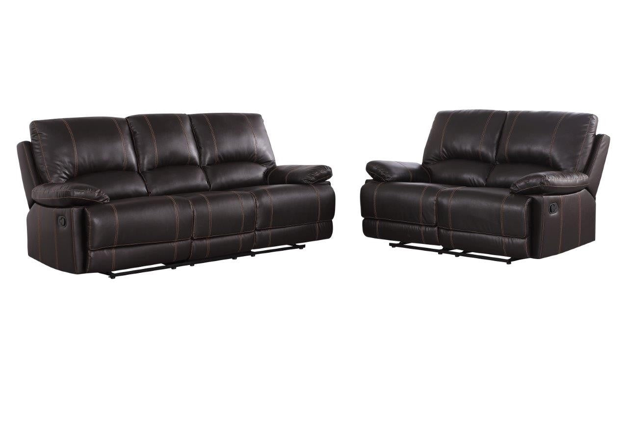 Two Piece Indoor Brown Faux Leather Five Person Seating Set