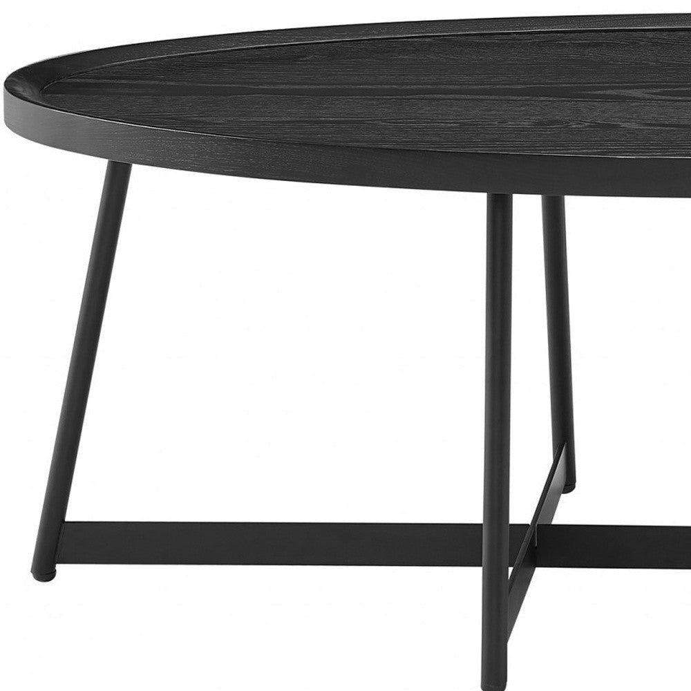 47" Black Metal Oval Coffee Table