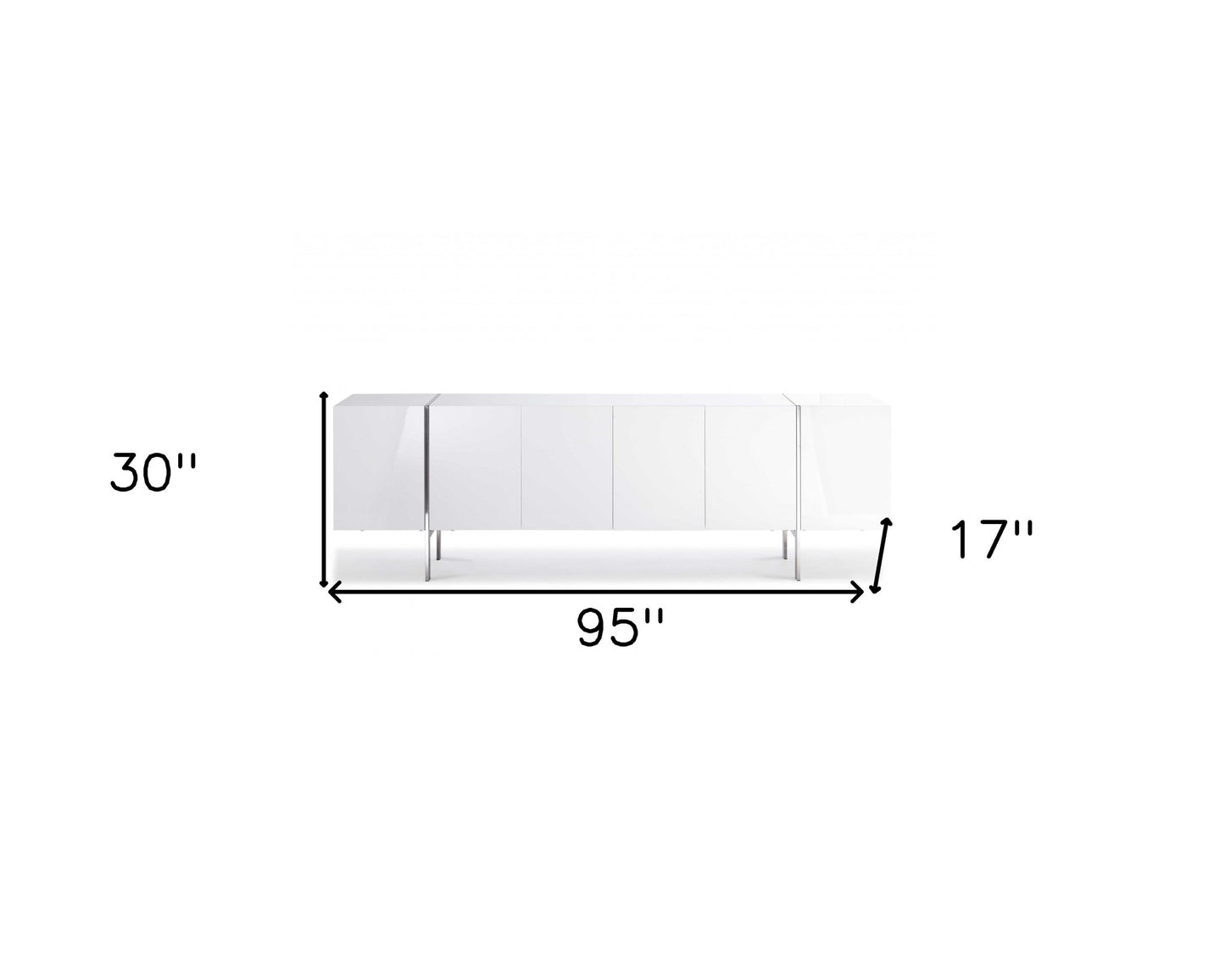 95 X 17 X 30 White Stainless Steel Buffet