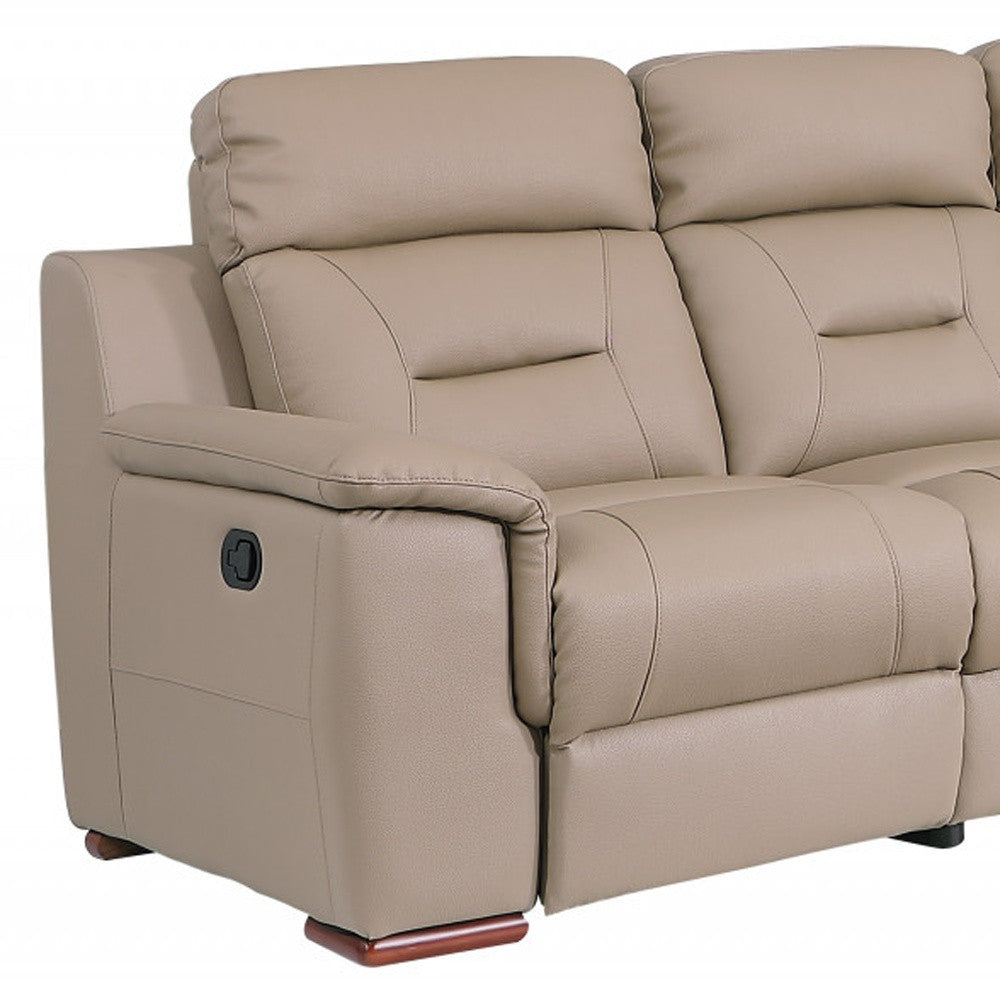 Two Piece Indoor Beige Genuine Leather Five Person Seating Set