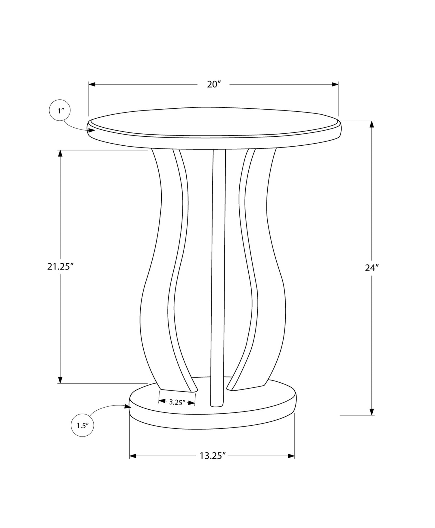 24" Silver Mirrored Round End Table