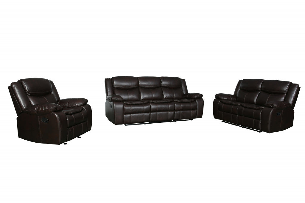 Three Piece Indoor Brown Microsuede Five Person Seating Set