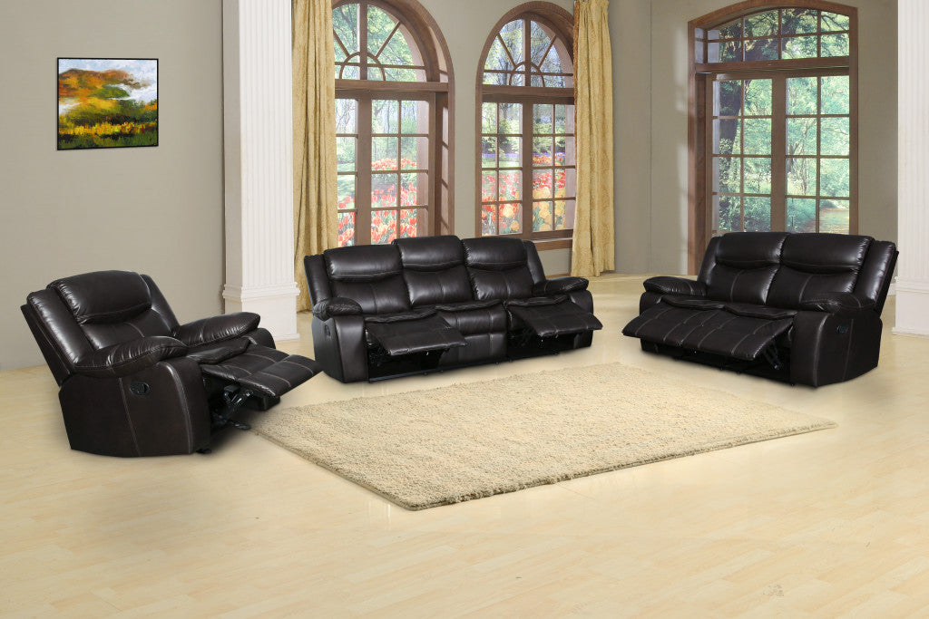 Three Piece Indoor Brown Microsuede Five Person Seating Set