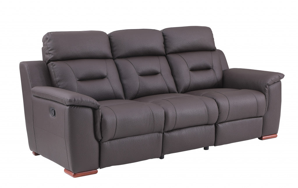 90" Brown Faux Leather Sofa