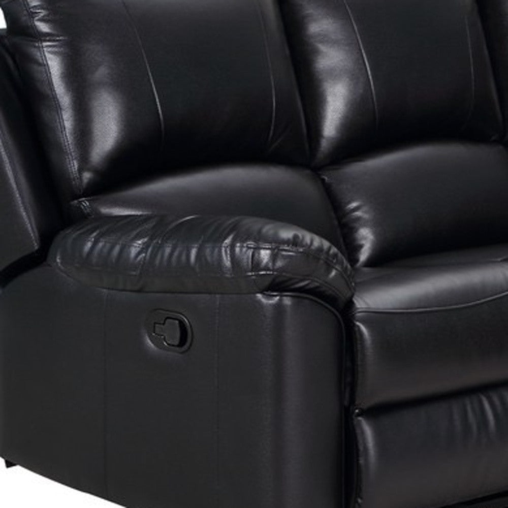 Black Polyester Blend Reclining U Shaped Three Piece Corner Sectional