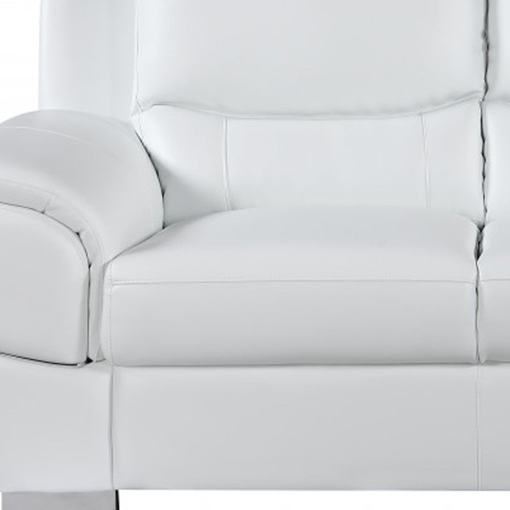 Two Piece Indoor White Genuine Leather Five Person Seating Set