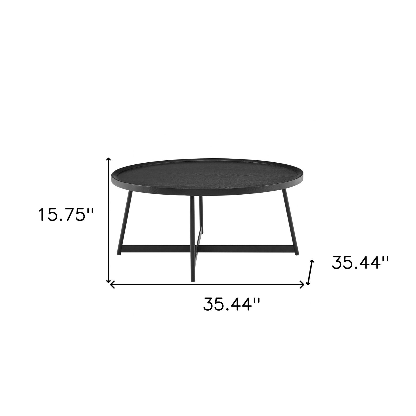 35" Black Manufactured Wood Round Coffee Table