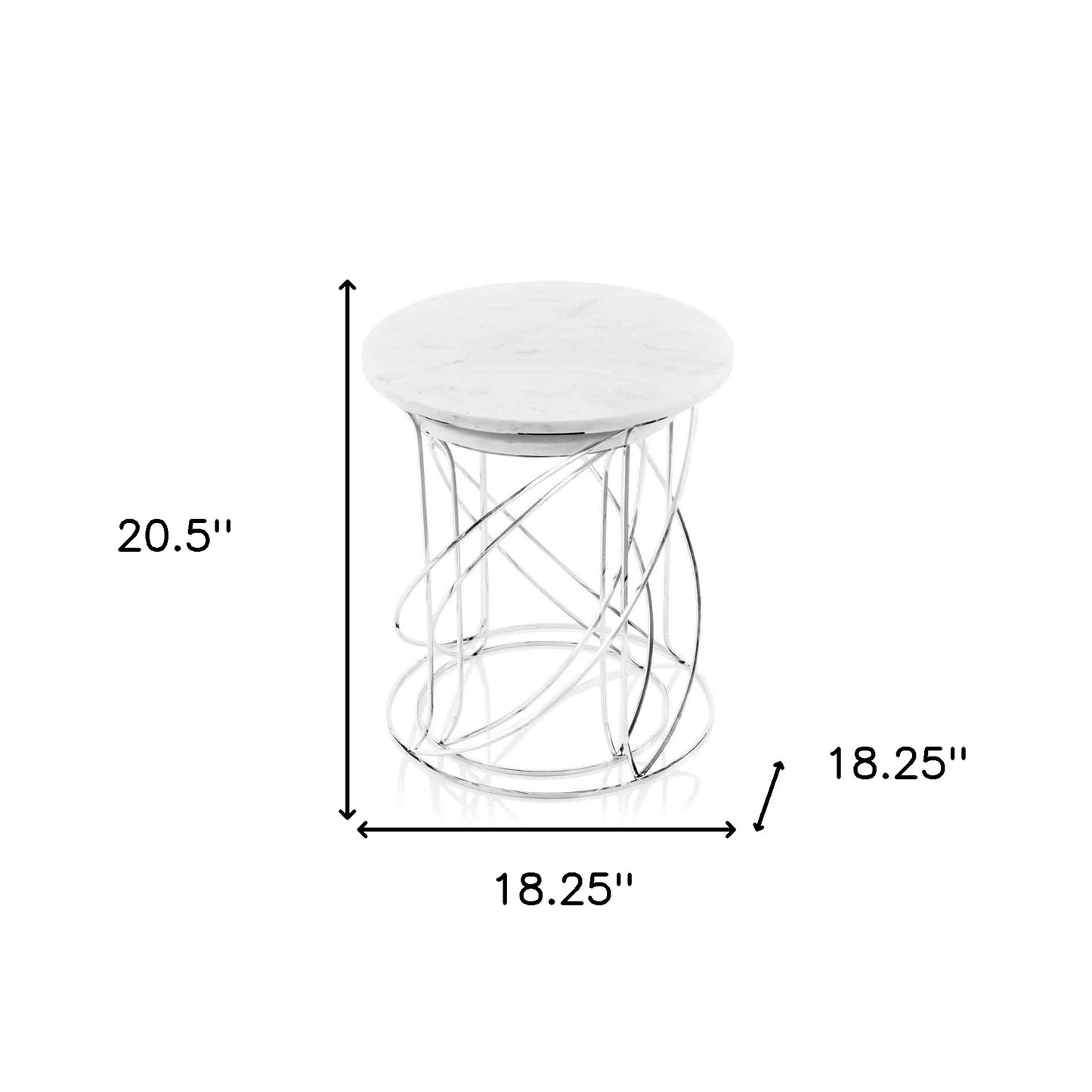 21" White Faux Marble Round End Tables