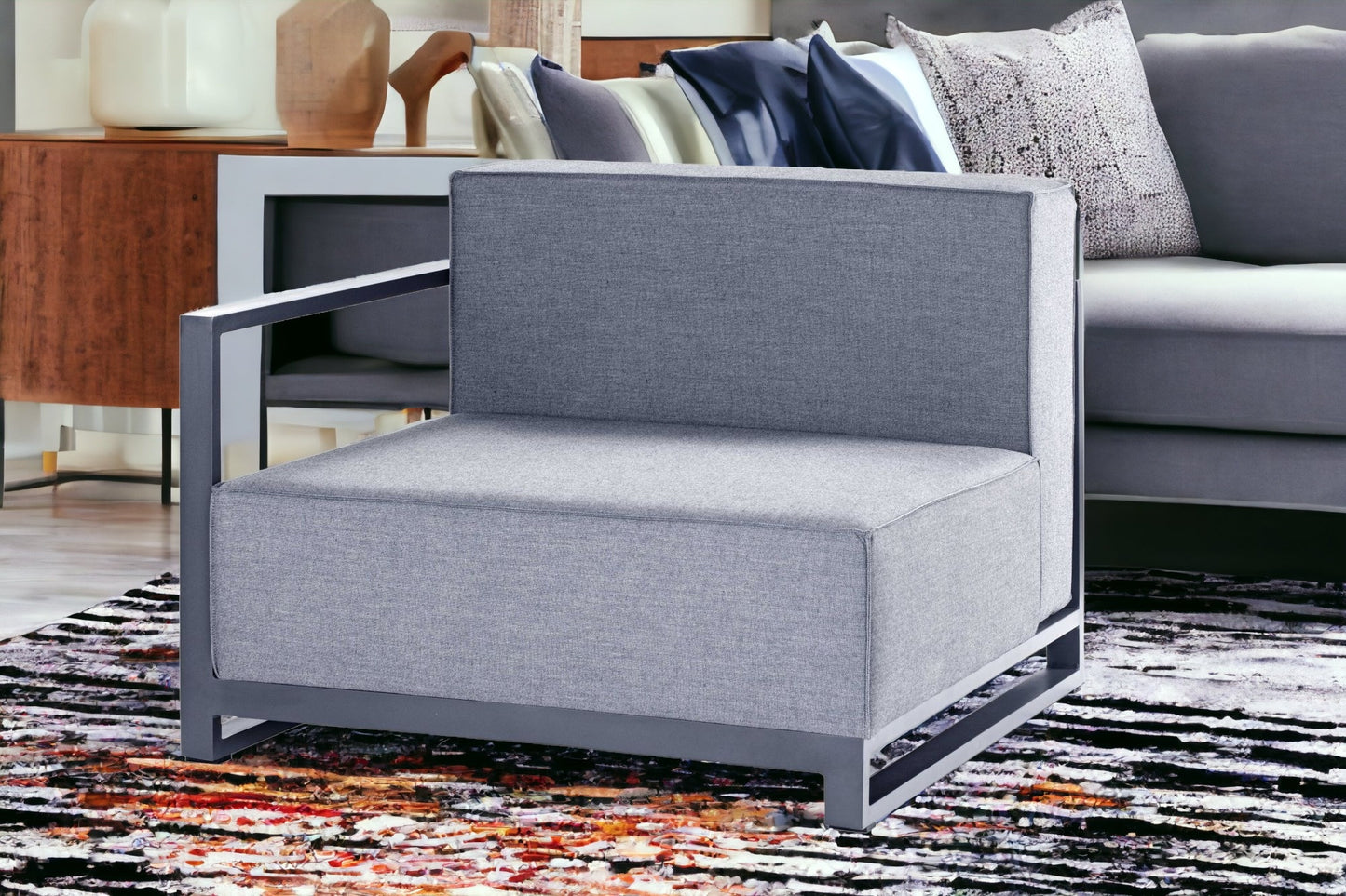 37" Gray Linen Side Chair