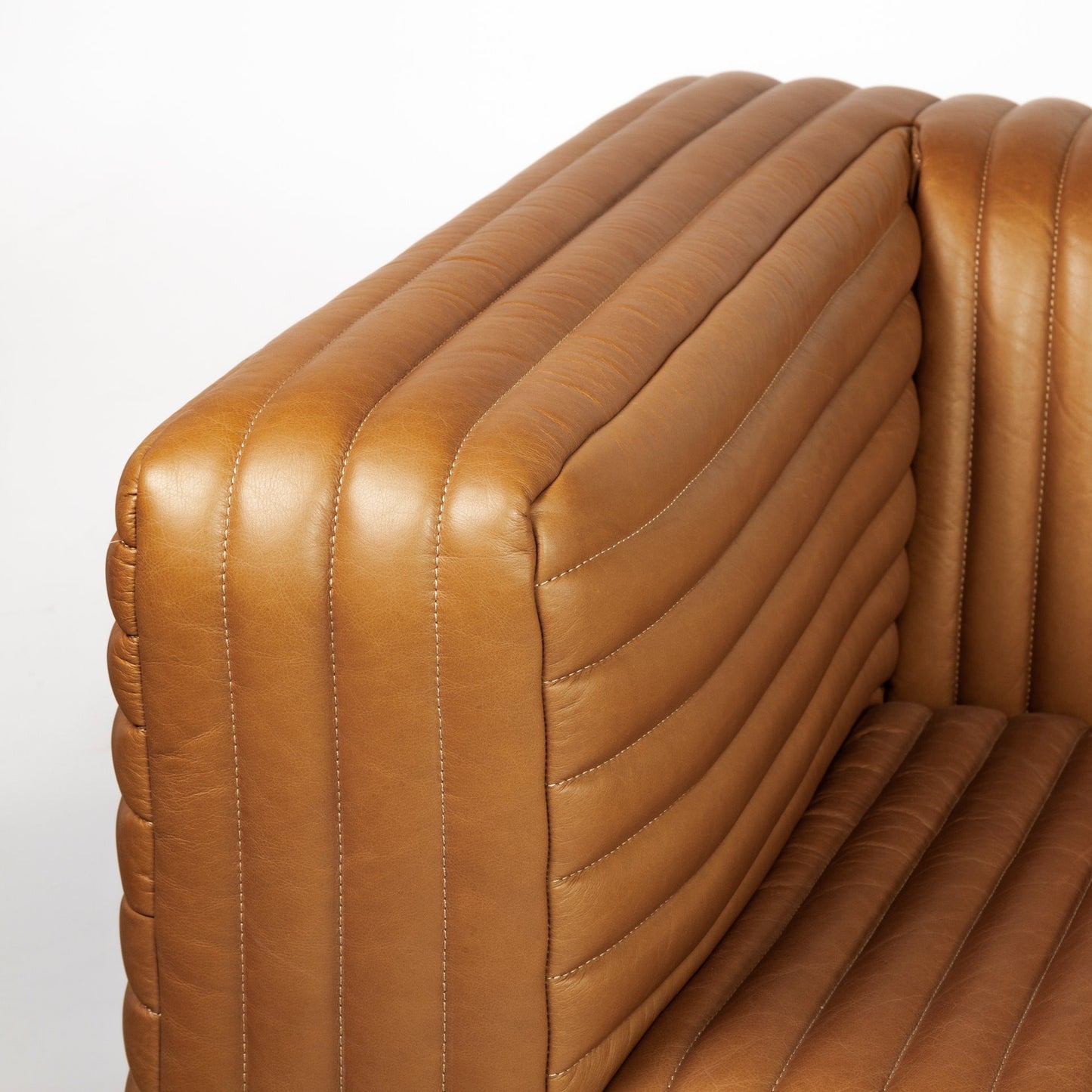 Cognac Leather Wrapped Three Seater Sofa