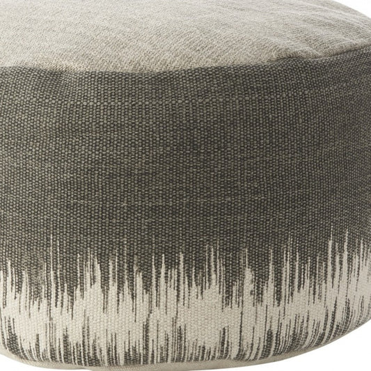 20" Charcoal Cotton Abstract Pouf Ottoman