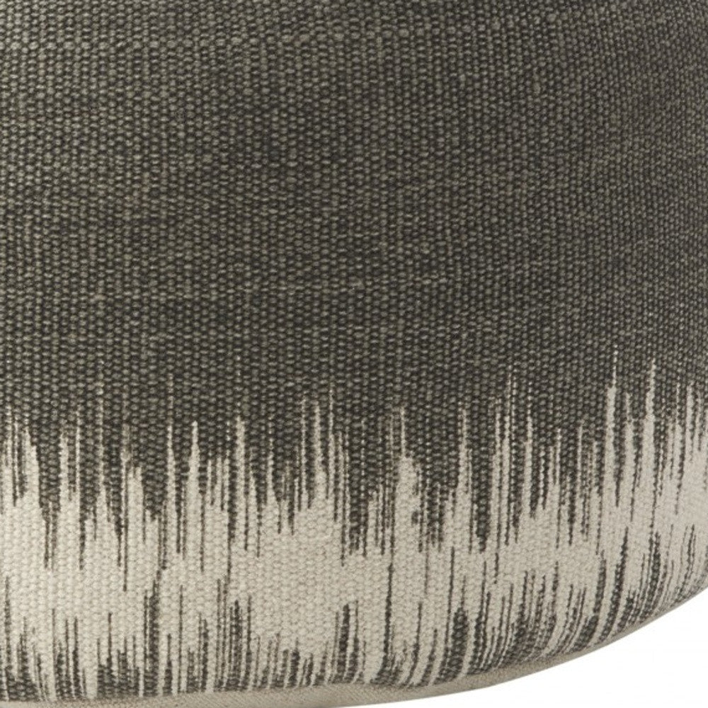 20" Charcoal Cotton Abstract Pouf Ottoman