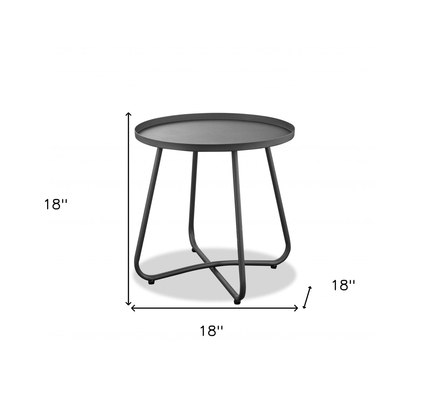 18" Gray Aluminum Round End Table