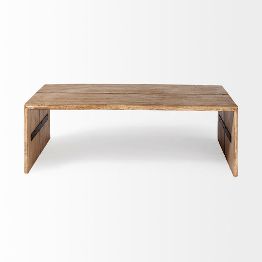 Rectangular Solid Wood Top And Base Coffee Table