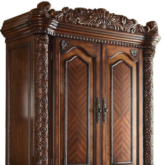 87" Two Doors Cherry Wood Tv Armoire