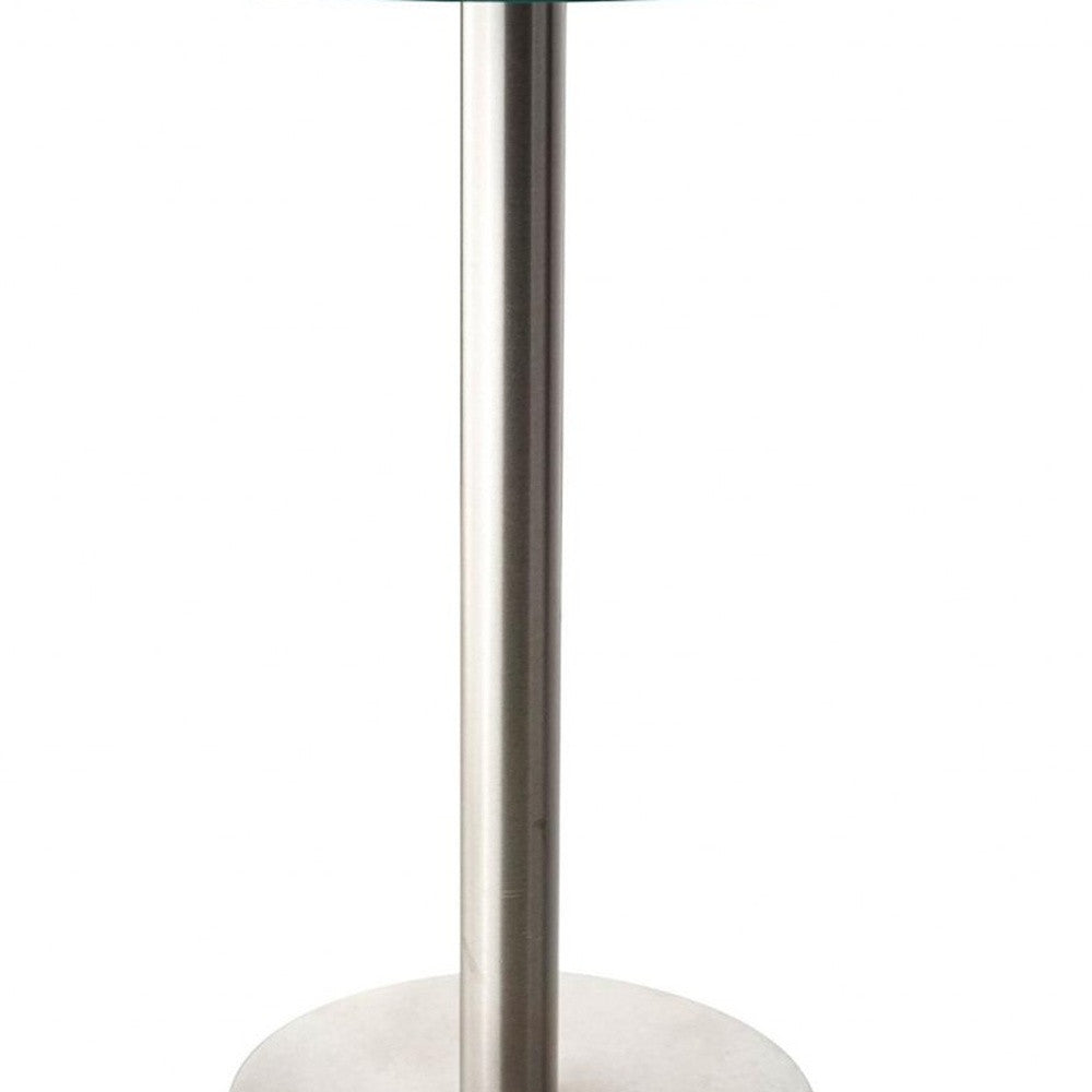 21" Silver And Clear Glass Round End Table