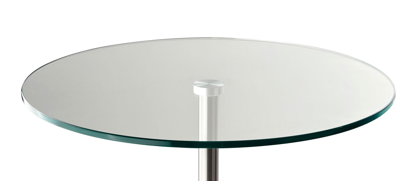 21" Silver And Clear Glass Round End Table