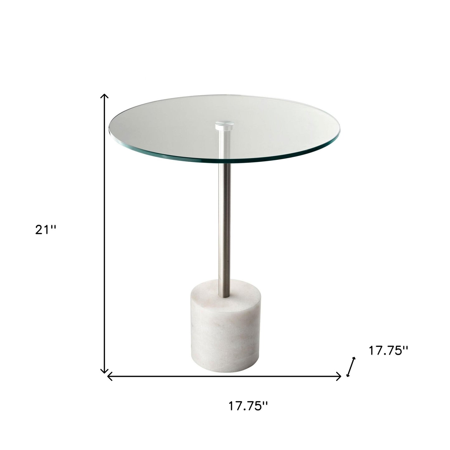 21" Silver And Clear Glass Round End Table